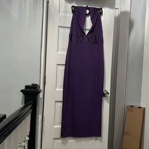 Purple Low Back Halter Dress